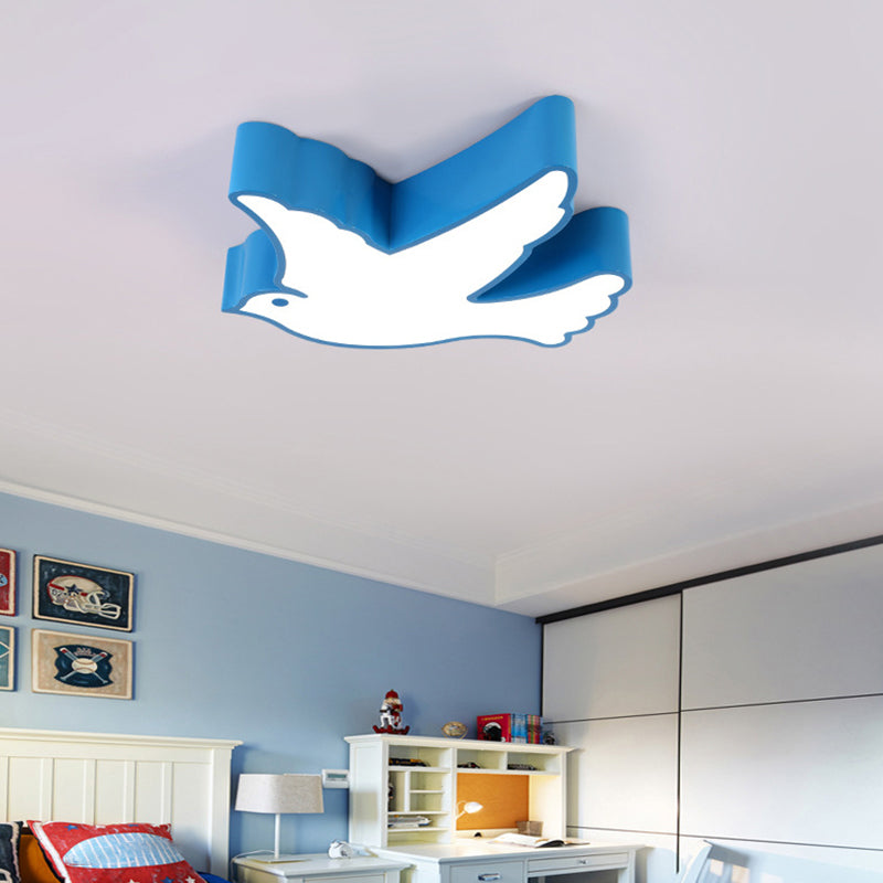 Cartoon Led Acrylic Bird Ceiling Light Fixture For Nursery School Blue / 19 White