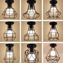 Industrial Cage Metal Ceiling Light In Black - Single - Bulb Semi Flush Fixture Ideal For Corridor