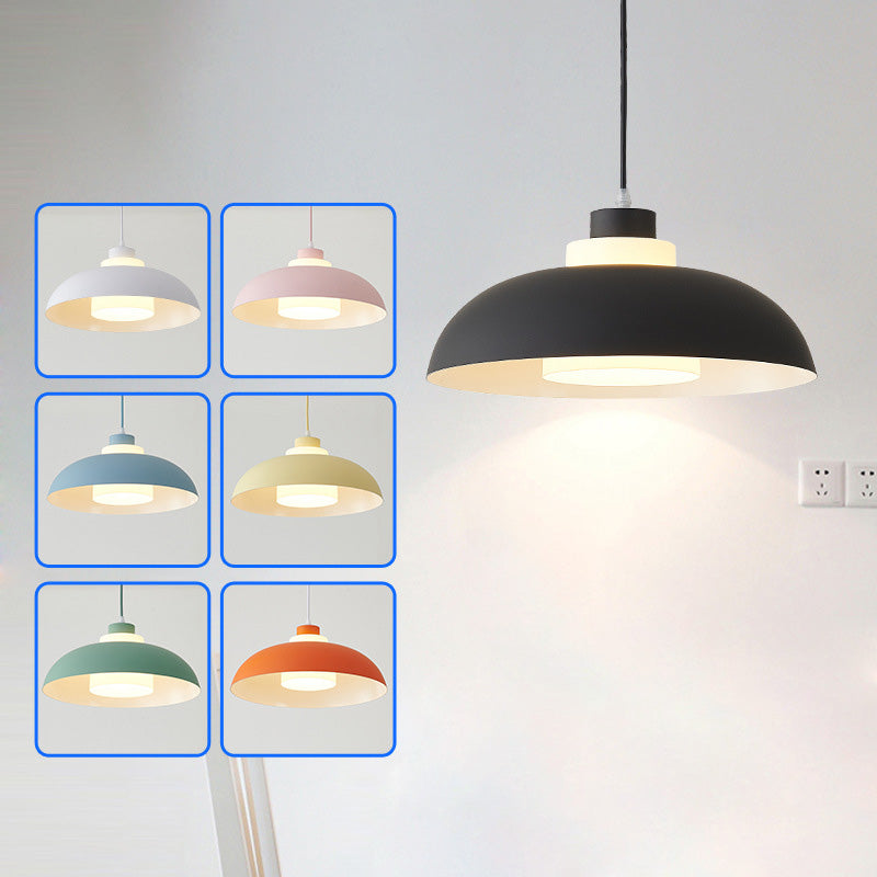 Macaron Single-Bulb Aluminum Ceiling Pendant Light With Acrylic Shade