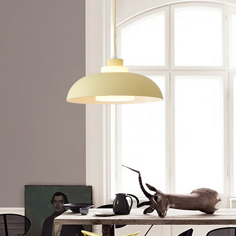 Macaron Single-Bulb Aluminum Ceiling Pendant Light With Acrylic Shade