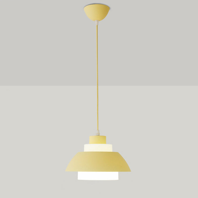 Macaron Aluminum Pendant Lamp: Stylish Single-Bulb Ceiling Hang Light With Acrylic Shade Yellow / 9