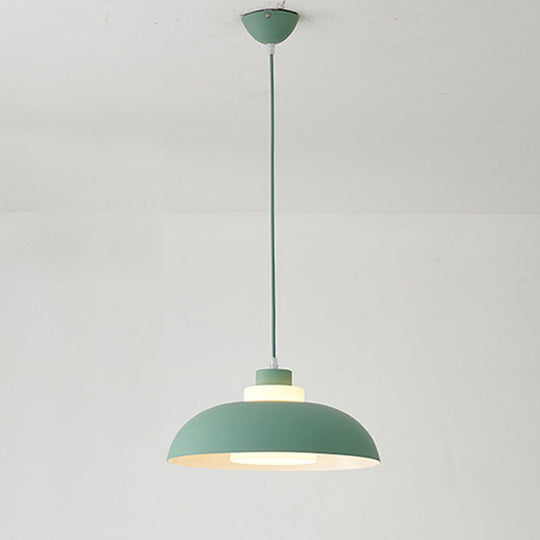 Macaron Aluminum Pendant Lamp: Stylish Single-Bulb Ceiling Hang Light With Acrylic Shade Green /