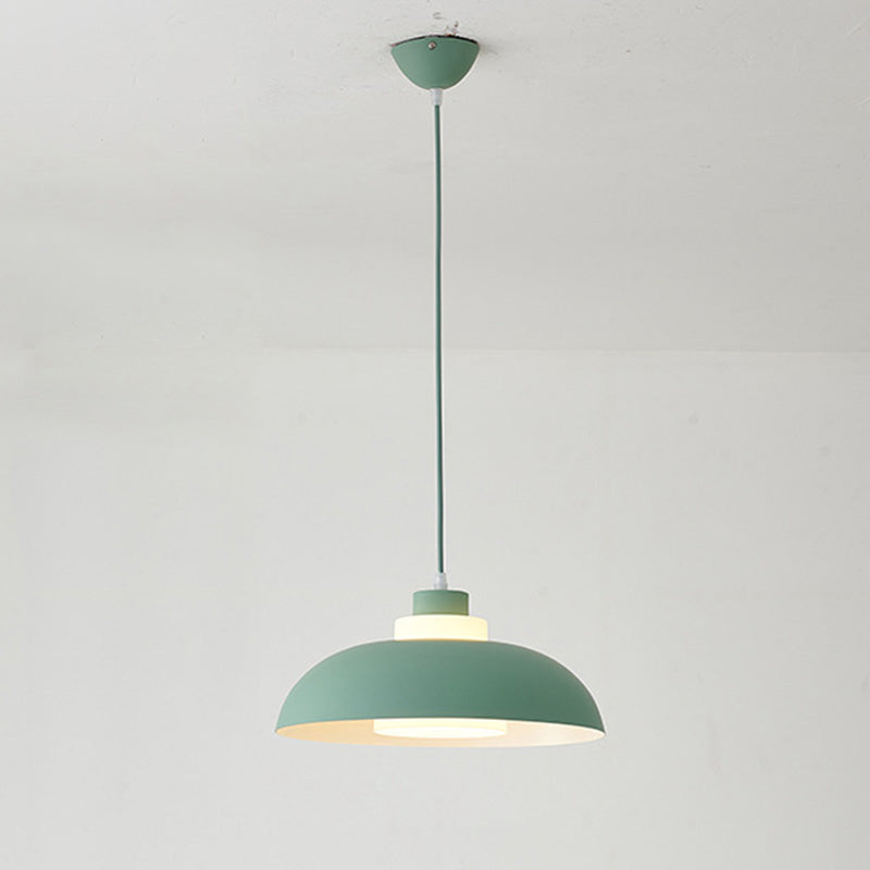 Macaron Single-Bulb Aluminum Ceiling Pendant Light With Acrylic Shade Green / 14’