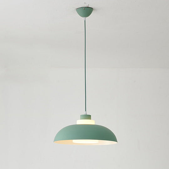 Macaron Single-Bulb Aluminum Ceiling Pendant Light With Acrylic Shade Green / 14’