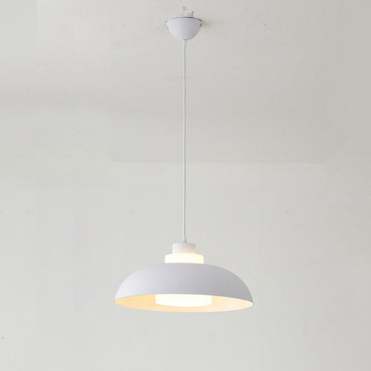 Macaron Single-Bulb Aluminum Ceiling Pendant Light With Acrylic Shade White / 14’