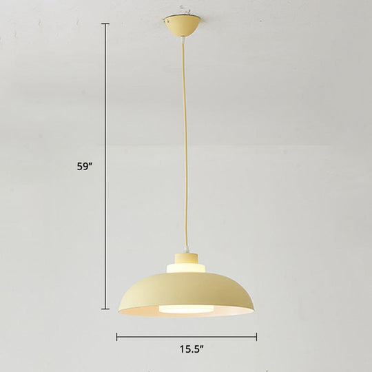 Macaron Single-Bulb Aluminum Ceiling Pendant Light With Acrylic Shade
