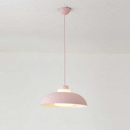 Macaron Aluminum Pendant Lamp: Stylish Single-Bulb Ceiling Hang Light With Acrylic Shade Pink / 15.5
