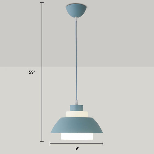 Macaron Aluminum Pendant Lamp: Stylish Single-Bulb Ceiling Hang Light With Acrylic Shade