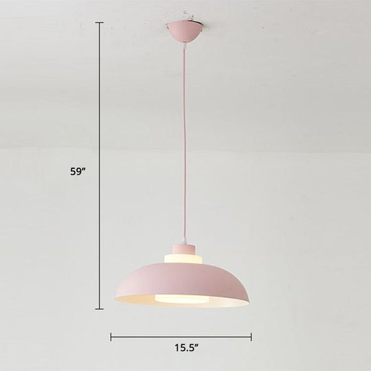 Macaron Single-Bulb Aluminum Ceiling Pendant Light With Acrylic Shade