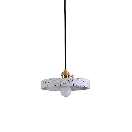 Terrazzo Single Simplicity Pendant Lamp: Round Bedside Hanging Light Fixture With Rotary Switch