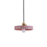 Terrazzo Single Simplicity Pendant Lamp: Round Bedside Hanging Light Fixture With Rotary Switch Pink