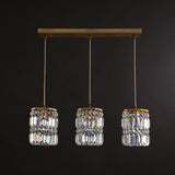 Minimalist Gold Pendant Light Fixture - Crystal Cylindrical Multi For Dining Room