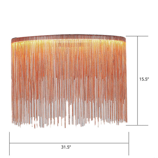 Led Chain Fringe Chandelier - Minimalistic Metal Pendant Light For Living Room