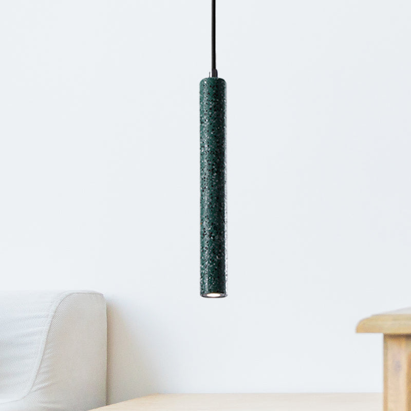 Nordic Style Concrete Pendant Light - 12’/21.5’H Tube 1 Black/White/Yellow Green / 12’