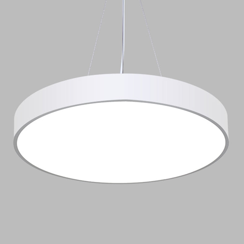 Modern Led Pendant Light: Simple Round Metal Lighting Fixture For Office White / 16