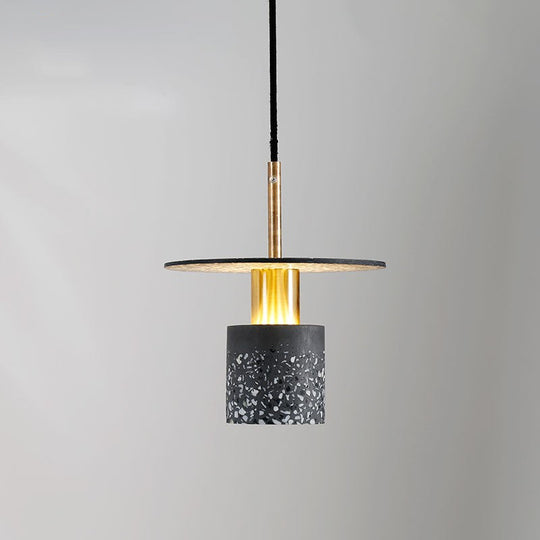 Terrazzo Drop Pendant Ceiling Lamp For Dining Room Modern Design Single Bulb Suspension Dark Gray /