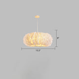 White Donut Pendant Feather Bedroom Ceiling Chandelier - Simple Stylish Lamp