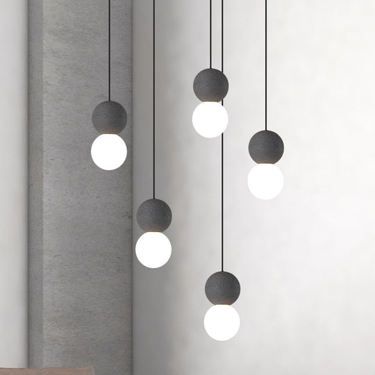 Terrazzo Gourd Hanging Lamp - Opal Glass Shade 1-Light Bar Pendant Lighting