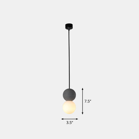 Gourd Shaped Terrazzo Hanging Lamp With Opal Glass Shade