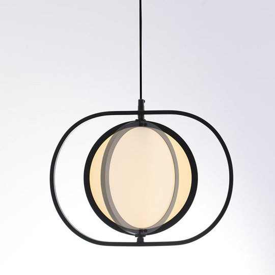 Black Minimalistic Led Pendant Lamp - Sleek Acrylic Bedside Hanging Light Fixture