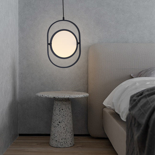 Black Minimalistic Led Pendant Lamp - Sleek Acrylic Bedside Hanging Light Fixture