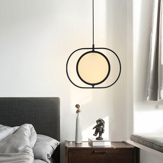 Black Minimalistic Led Pendant Lamp - Sleek Acrylic Bedside Hanging Light Fixture