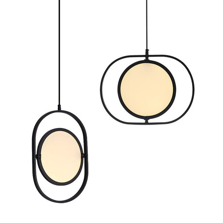 Black Minimalistic Led Pendant Lamp - Sleek Acrylic Bedside Hanging Light Fixture
