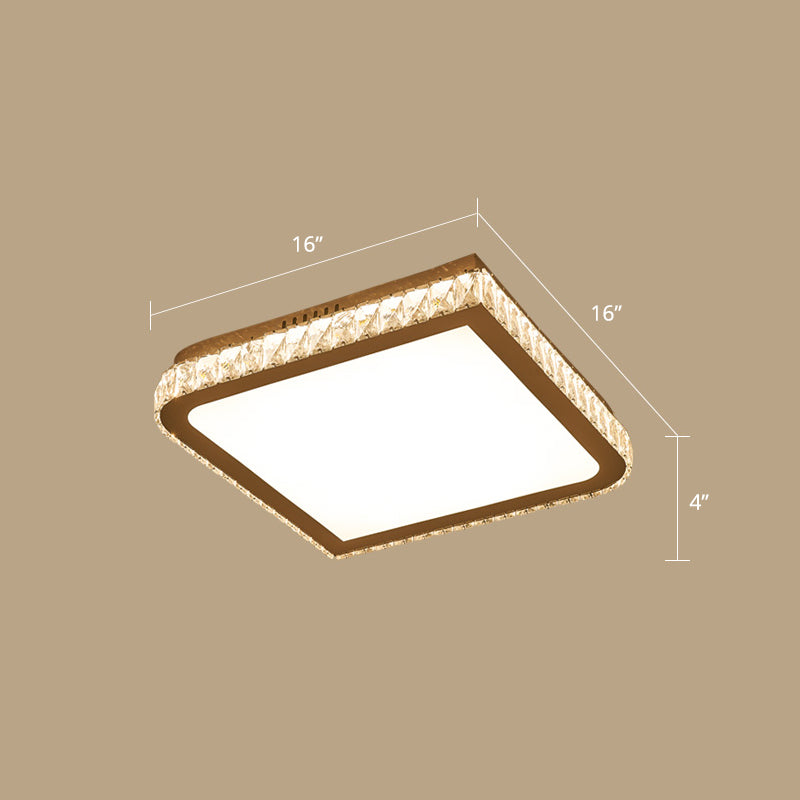 Prismatic K9 Crystal Ceiling Light: Elegant White Flush Mount Led For Bedroom