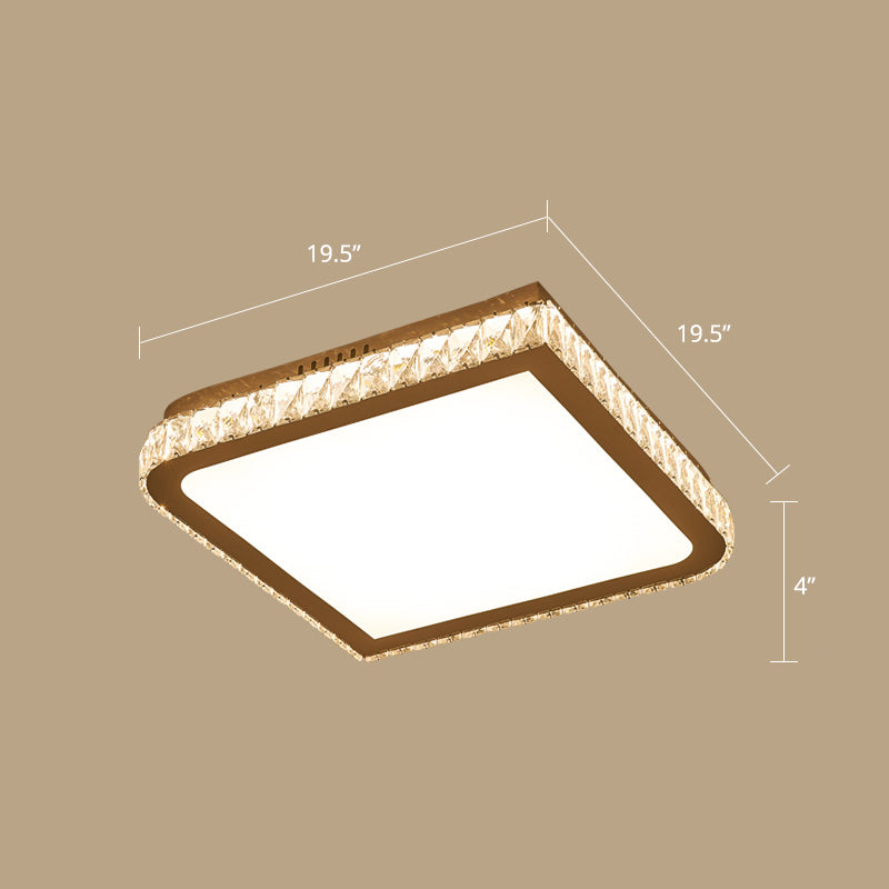 Prismatic K9 Crystal Ceiling Light: Elegant White Flush Mount Led For Bedroom