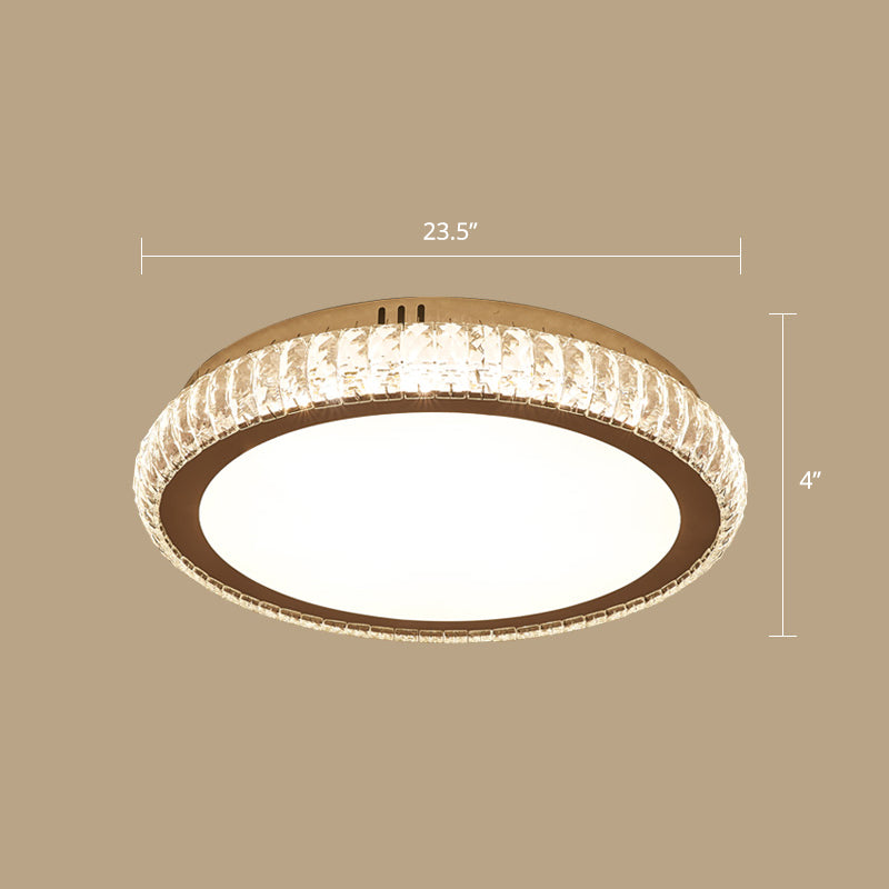 Prismatic K9 Crystal Ceiling Light: Elegant White Flush Mount Led For Bedroom