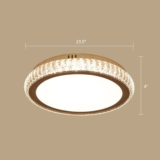Prismatic K9 Crystal Ceiling Light: Elegant White Flush Mount Led For Bedroom