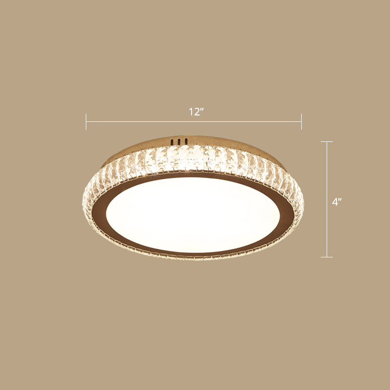 Prismatic K9 Crystal Ceiling Light: Elegant White Flush Mount Led For Bedroom