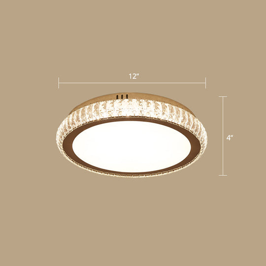 Prismatic K9 Crystal Ceiling Light: Elegant White Flush Mount Led For Bedroom