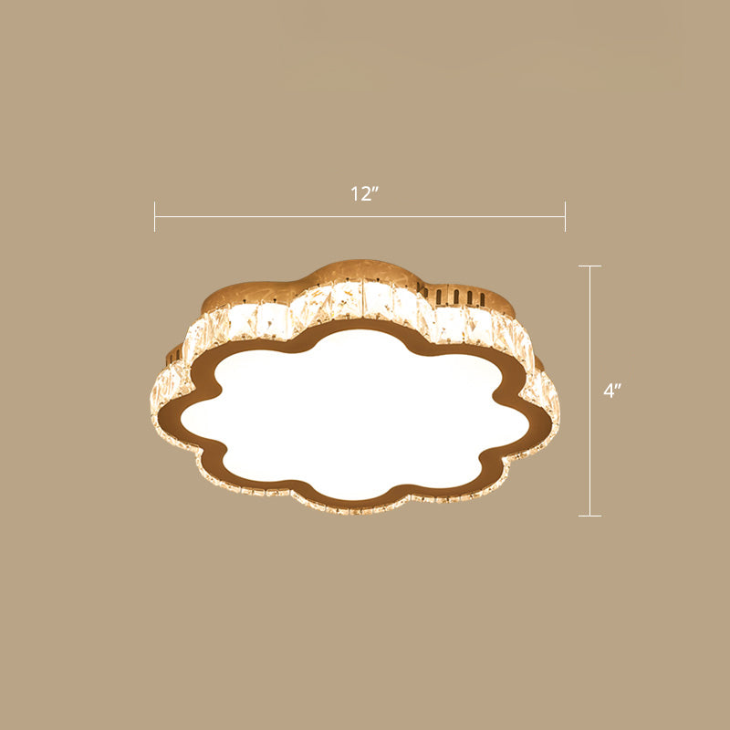 Prismatic K9 Crystal Ceiling Light: Elegant White Flush Mount Led For Bedroom