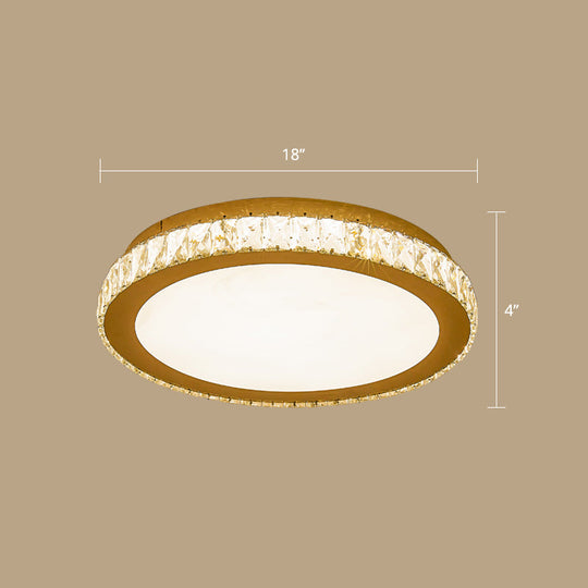 Prismatic K9 Crystal Ceiling Light: Elegant White Flush Mount Led For Bedroom