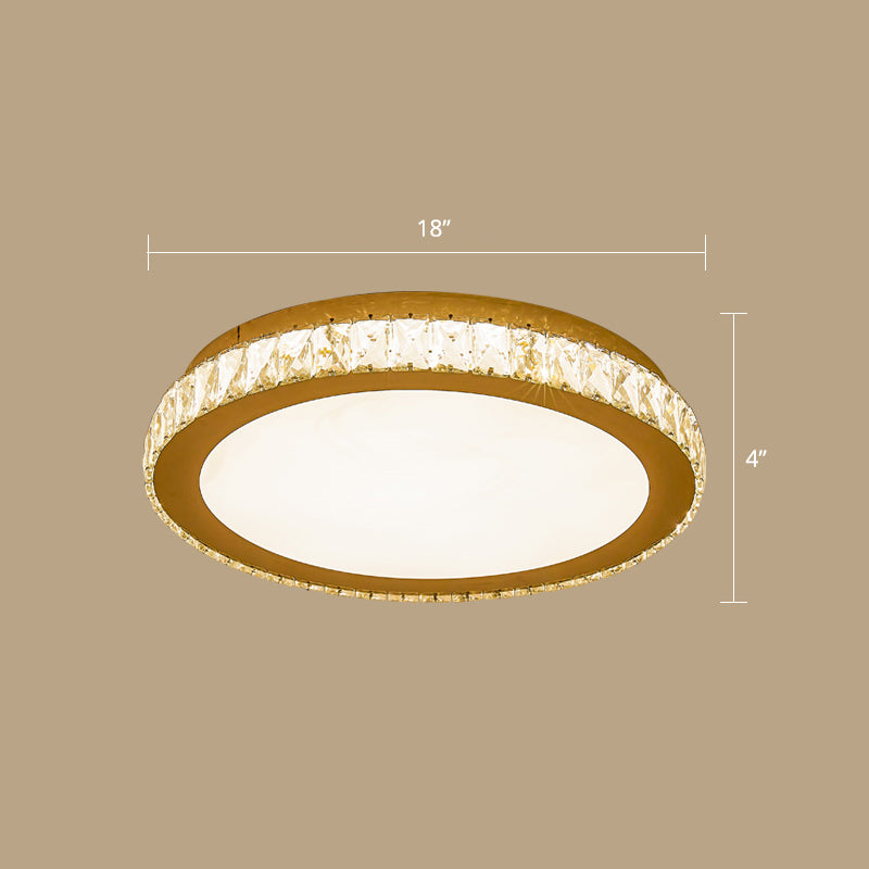 Prismatic K9 Crystal Ceiling Light: Elegant White Flush Mount Led For Bedroom