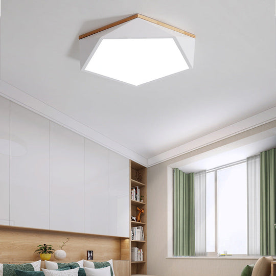Minimalist Metal Pentagon Flush Mount Led Ceiling Light White / 16