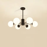 Opal Glass Radial Chandelier - Postmodern Style Pendant Light For Living Room 6 / Black