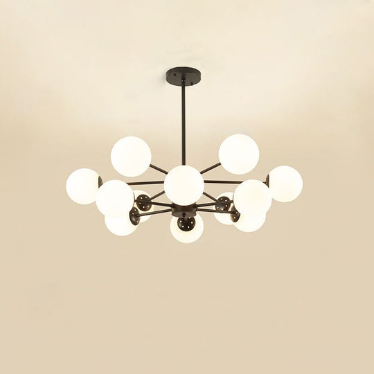 Opal Glass Radial Chandelier - Postmodern Style Pendant Light For Living Room 12 / Black