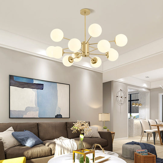 Opal Glass Radial Chandelier - Postmodern Style Pendant Light For Living Room