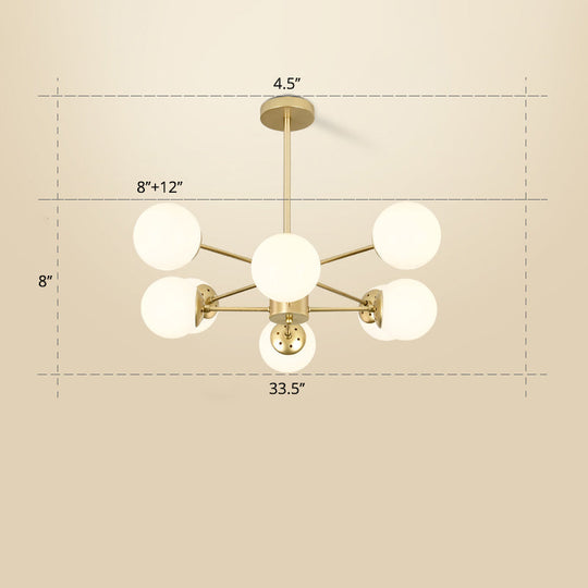 Opal Glass Radial Chandelier - Postmodern Pendant Light For Living Room