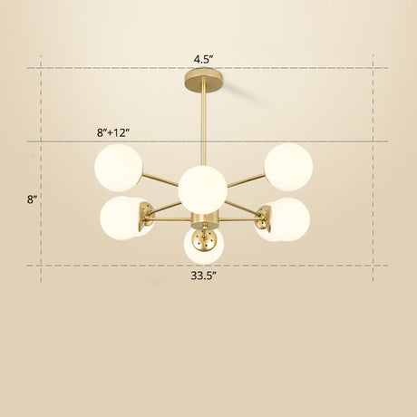 Opal Glass Radial Chandelier - Postmodern Style Pendant Light For Living Room