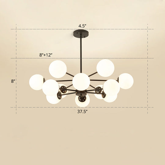 Opal Glass Radial Chandelier - Postmodern Pendant Light For Living Room