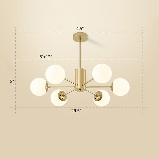 Opal Glass Radial Chandelier - Postmodern Pendant Light For Living Room