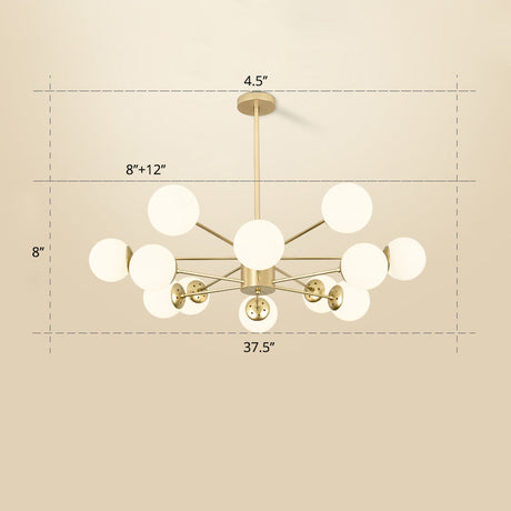Opal Glass Radial Chandelier - Postmodern Style Pendant Light For Living Room