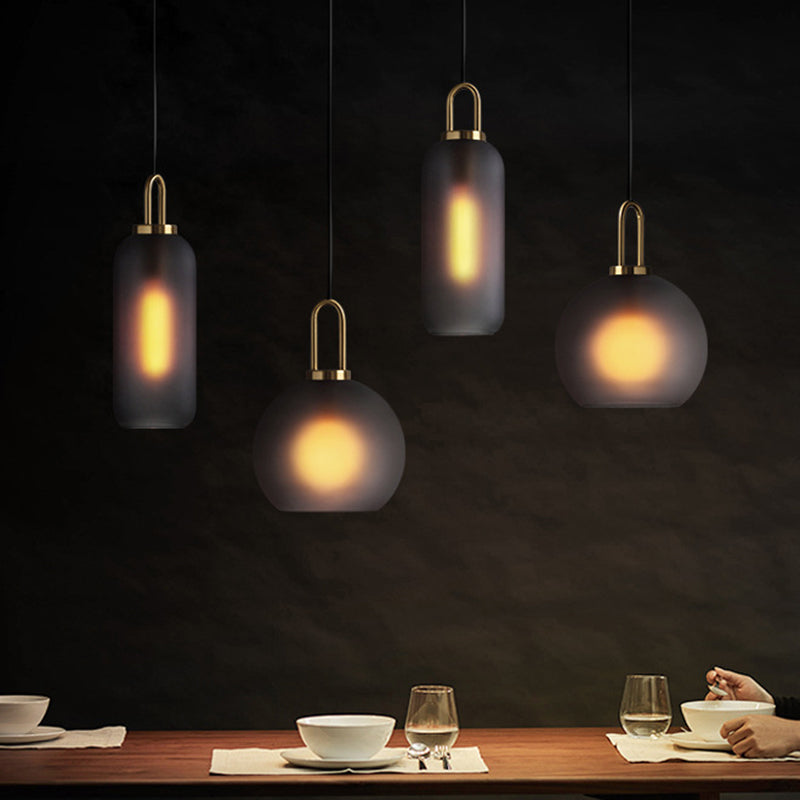 Minimalist Dining Room Pendant Light With Globe Glass Shade - 1 Head Ceiling Fixture Smoke Gray / 16