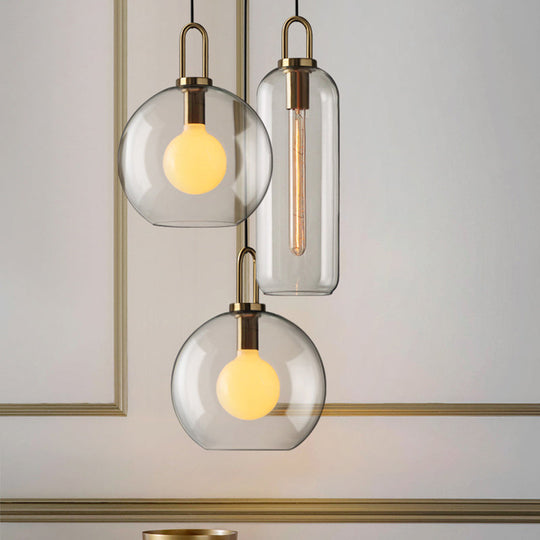Minimalist Globe Pendant Ceiling Light For Dining Room With Glass Shade