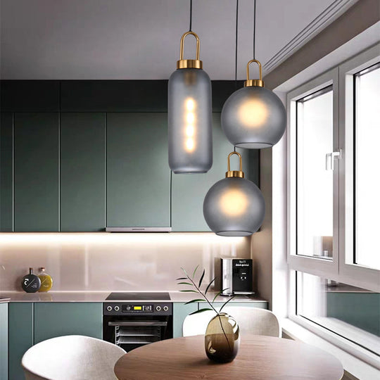 Minimalist Dining Room Pendant Light With Globe Glass Shade - 1 Head Ceiling Fixture