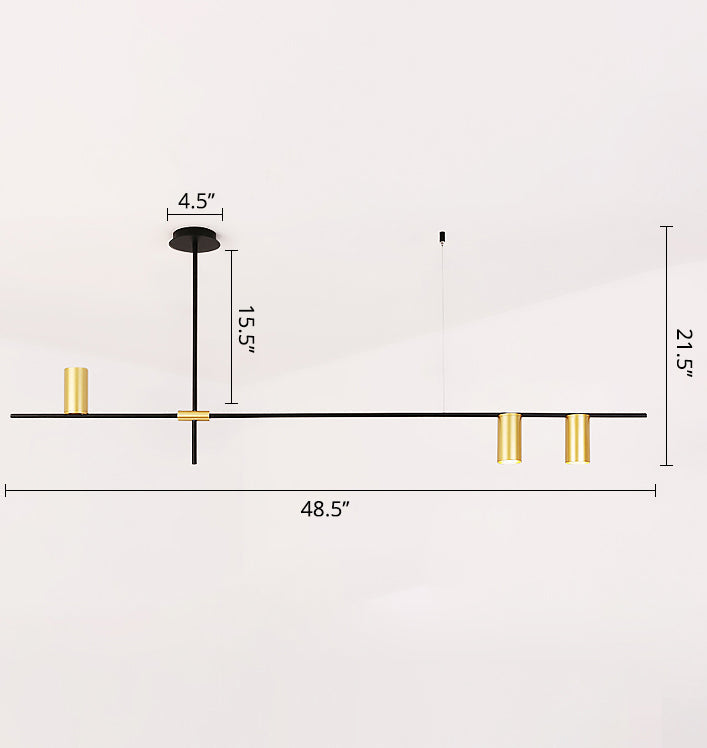 Postmodern Metal Cross Arm Chandelier In Black And Gold - Elegant Living Room Spotlight