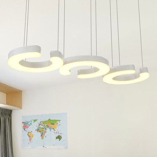 C-Shaped Hanging Led Pendant Lamp With Minimalist Metal Design In Warm/White Light White / Linear